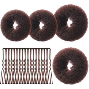 Haar Donut Bun Maker Set - 4 Stuks Ring Stijl met 30 Haarspelden
