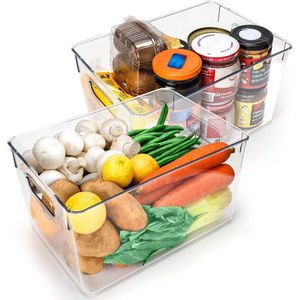 My Ninki ® Transparante Set van 2 Multifunctionele Organizers voor Koelkast en Kasten, Ideaal voor Keuken en Badkamer
