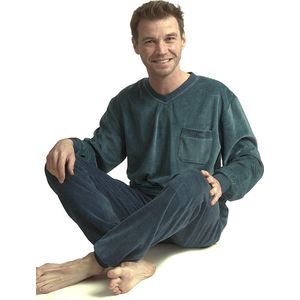 Gentlemen Heren pyjama velours met V-hals Art.451733 Grijs- maat M