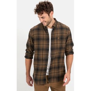 camel active Langarmhemd met ruitpatroon - Maat menswear-L - Bruin Zwart