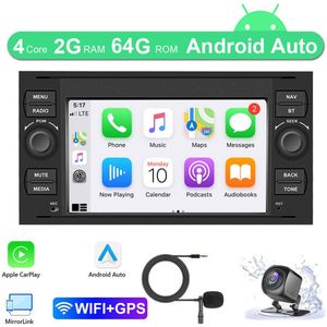 2+64G Android 15 Car Stereo for Ford Transit 2006-2011 Fit for CarPlay Android Auto 7in Car Radio with GPS WiFi Bluetooth FM SWC Mirror Link Split Screen + AHD Backup Camera