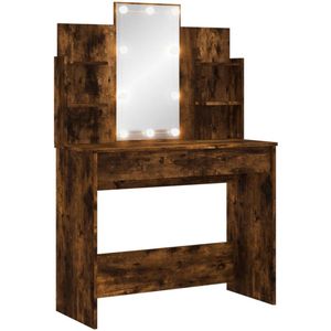vidaXL Kaptafel - Kaptafels - Make Up Tafel - Makeuptafel - Kaptafel met LED-verlichting 96x40x142 cm gerookt eikenkleurig