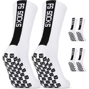 AVABEST Voetbalsokken voor heren, 2 paar voetbalsokken voor mannen, 46-50, grip sokken, voetbal, antislip, sportsokken voor basketbal, hardlopen, fietsen, tennis, wit, wit, 46-50 EU