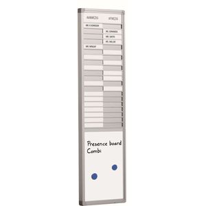 Aanwezigheidsbord 20 personen - RVS - Afwezigheidsbord - Sliders - Presentatiebord - 24x52cm - Nederlands