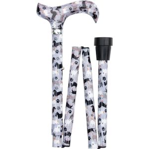 Classic Canes - Opvouwbare Wandelstok - Wit - Kleine Engelse Honden - Verstelbaar - Lengte 82 tot 92 cm - Aluminium
