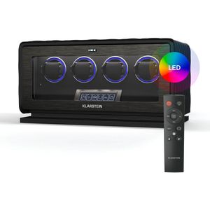 Klarstein Luminoustime Watch Winder 4 Horloges - Automatische horlogewinder met fluisterstille Japanse motor - LCD Touch panel & Afstandsbediening - 20 Tpd Instellingen - Rgb & LED Verlichting - Vegan leer - Zwart