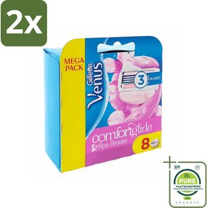 Gillette - Venus Comfortglide - Spa Breeze - Verzachtend en hydraterend - 8 Navulscheermesjes - Voordeelverpakking - 2 stuks - Scheermesjes - Scheermesjes voor vrouwen