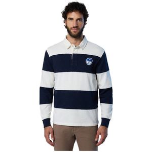 North Sails Logo Lange Mouw Poloshirt Wit,Blauw M Man