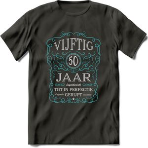 50 Jaar Legendarisch Gerijpt T-Shirt | Lichtblauw - Grijs | Grappig Verjaardag en Feest Cadeau Shirt | Dames - Heren - Unisex | Tshirt Kleding Kado | - Donker Grijs - XXL