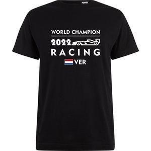 T-shirt kinderen World Champion 2022 | Max Verstappen / Red Bull Racing / Formule 1 Fan | Wereldkampioen | Zwart | maat 140