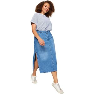 Trendyol Blauwe Spijkerrok Met Split Tbbss23Az00055
