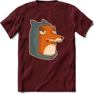 Hoodie fox T-Shirt Grappig | Dieren vos Kleding Kado Heren / Dames | Animal Skateboard Cadeau shirt - Burgundy - XL