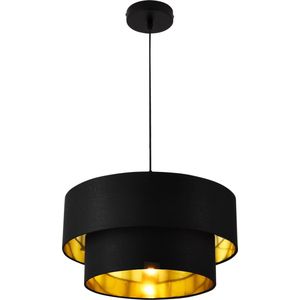 Design Hanglamp Lopar 149 cm Metaal en Stof E27 Ø40 Zwart