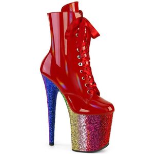 Pleaser - FLAMINGO-1020HG Plateau Laarzen, Paaldans schoenen - US 9 - 39 Shoes - Rood/Regenboog