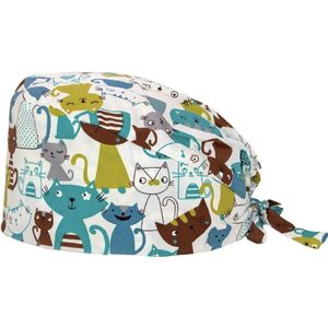 MyScrubs - Scrub Cap Kleurige Katten Groen