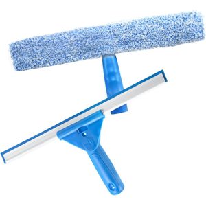 Famanu – Raamreiniger set 2-in-1, professionele raamwisser met siliconen lemmet en microvezelwisser (30 cm), inclusief roestvrijstalen douchewisser en absorberende doek, ideaal voor ramen, spiegels, douche en auto