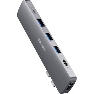 Sounix USB C hub 8 in 2 - HDMI 4K30Hz & 5K@60Hz - Thunderbolt 3 - USB-C Opladen 100W - 3x USB 3.0 - SD/TF - voor MacBook Pro/Air - Grijs