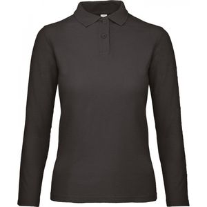 Polo Dames XXL B&C Kraag met knopen Lange mouw Black 100% Katoen