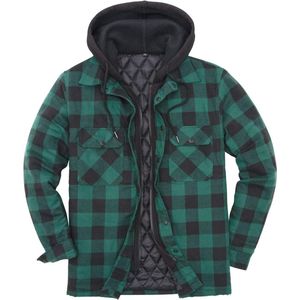 Geruit Flanellen Overhemd met Capuchon voor Heren - Dikke Gewatteerde Voering