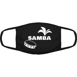 Samba mondkapje | muziek | gezichtsmasker | bescherming | bedrukt | logo | Zwart mondmasker van katoen, uitwasbaar & herbruikbaar. Geschikt voor OV