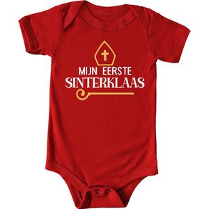 Mijn eerste Sinterklaas - Rompertje - Baby Romper rood - Babybugz - Maat 3-6 maanden