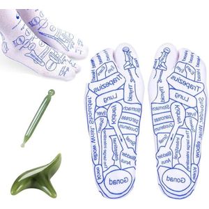 Thelau - Reflecterende zonesokken met acupressuurstift, katoenen voetmassagesokken, reflexzonesokken - set drukpuntsokken voor voetmassage (35-39) met reflectie.