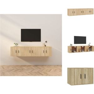 vidaXL TV Wandmeubel - Sonoma Eiken - Set van 3 - 57 x 34.5 x 40 cm - Bewerkt hout - Kast
