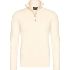 YVES ENZO Half Zip Heren sweater - Schipperstrui met rits - Coltrui Heren - Heren Trui - Maat XXL - Wit