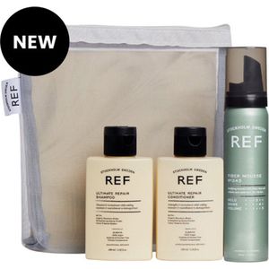REF Stockholm - Ultimate Repair Pakket - Beschadigd haar - Zomerpakket - Vakantiepakket - Reisverpakkingen - Shampoo Conditioner Fiber Mousse