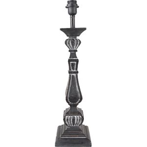 HAES DECO - Lampenvoet - Formaat 15x15x59 cm, kleur Zwart, gemaakt van Hout|Polyresin voor Fitting E27/max 1x60W - Lampvoet, Tafellamp