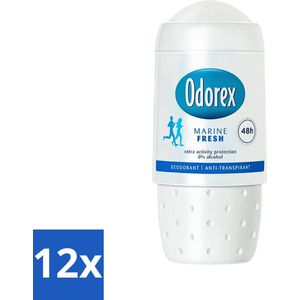 12 x Odorex - Deodorant Roller - Marine Fresh - Verfrissende Bescherming - 50 ml - Deodorant - Antitranspirant - Alcoholvrij - Deodorant Roller - Frisse Geur
