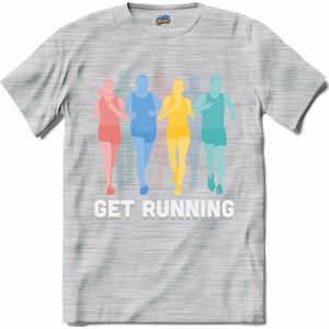 Get Running | Hardlopen - Rennen - Sporten - T-Shirt - Unisex - Donker Grijs - Gemêleerd - Maat S
