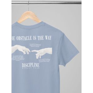 Shirt - The obstacle is the way - Wurban Wear | Oversized shirt | Merk kleding | Unisex tshirt | Streetwear | Pump cover | Techno outfit | Merk shirt | Gym shirt | Stoic kleding | Licht blauw