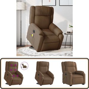 vidaXL Elektrische Massagestoel Bruin Stof Elektrische Sta-op-massagestoel - Elektrische Sta-op-massagestoelen - Sta-opstoel - Staopstoel