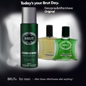 Set: Brut Orginal : Aftershave lotion 100ml en Deospray ml in een toilettasje
