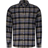 NZA - Blauw grijs geel geruit flannellen overhemd - Winter Navy