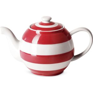 Cornishware Red - Betty theepot 30cl - rood - wit - gestreept - tea for one - rood servies
