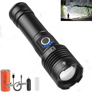 Mrs. Jones Oplaadbare led-zaklamp 50.000 lumen extreem heldere tactische zaklamp IPX67 waterdicht 5 lichtmodi zoombaar voor camping onderhoud noodsituaties energieklasse A++++ met zoekwoorden zaklamp camping .