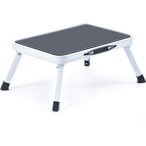 Opvouwbare Trapladder Opstapkruk Draagbaar & Lichtgewicht - Antislip Loopvlak - Keukenkruk - Draagvermogen 150 kg - Wit pop up stool
