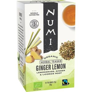 Numi - Biologische kruidenthee met citroengras, gember, zoethoutwortel -cafeïnevrij (4 doosjes thee)
