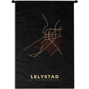 Wandkleed - Wanddoek - Stadskaart - Lelystad - Kaart - Plattegrond - 60x90 cm - Wandtapijt