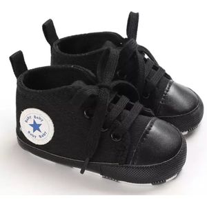 Stoere Baby Schoenen - Babysneakers van Baby-Slofje - Zwart maat 19 ( 13 cm)