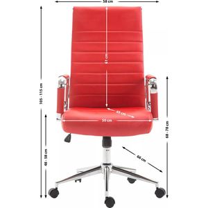 In And OutdoorMatch Luxe Bureaustoel Ninfa Angie - Kunstleer - Rood - Op wielen - Ergonomische bureaustoel - Voor volwassenen - In hoogte verstelbaar