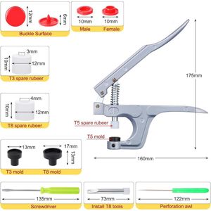 360 stuks T5 kleurrijke drukknoppen en drukknooptang, 24 kleuren plastic drukknoopsluitingen voor naaien, kleding, luiers, slabbetjes en knutselen doe-het-zelf kleding