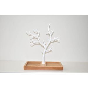 Wit gouden sieradenboom - decoratieve sieradenhouder voor thuis - zwart sieradenstandaard metaal - opbergoplossing voor roségouden sieraden.