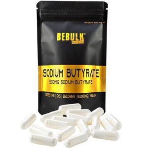 BeBulk Nutrition - Sodium Butyrate- Natriumbutyraat 500 mg 98% - 180 Capsules voor 6 maanden - Vegan - Darmen - Spijsvertering - Afvallen - Zonder onnodige toevoegingen - Past Door Brievenbus - Hoge Kwaliteit - Geproduceerd in Nederland