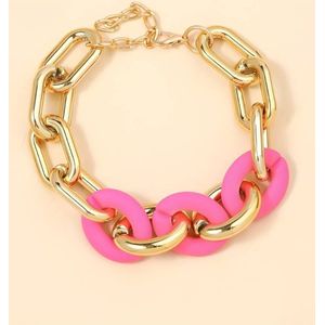 Xoo - Armband - Kleurrijke Dames armband - Schakel armband - Vriendschaps armband - Cadeau voor haar - Gold plated - Goud
