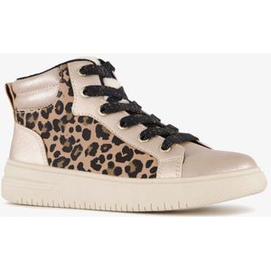 Blue Box hoge meisjes sneakers met panterprint beige parelmoer - Maat 32