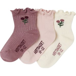 Vertbaudet Set van 3 paar sokjes met bloemen voor babymeisje