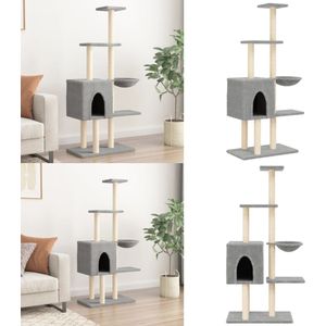 vidaXL Kattenmeubel met sisal krabpalen 145 cm lichtgrijs - Krabpaal - Krabpalen - Kattenpaal -